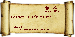 Molder Hiláriusz névjegykártya
